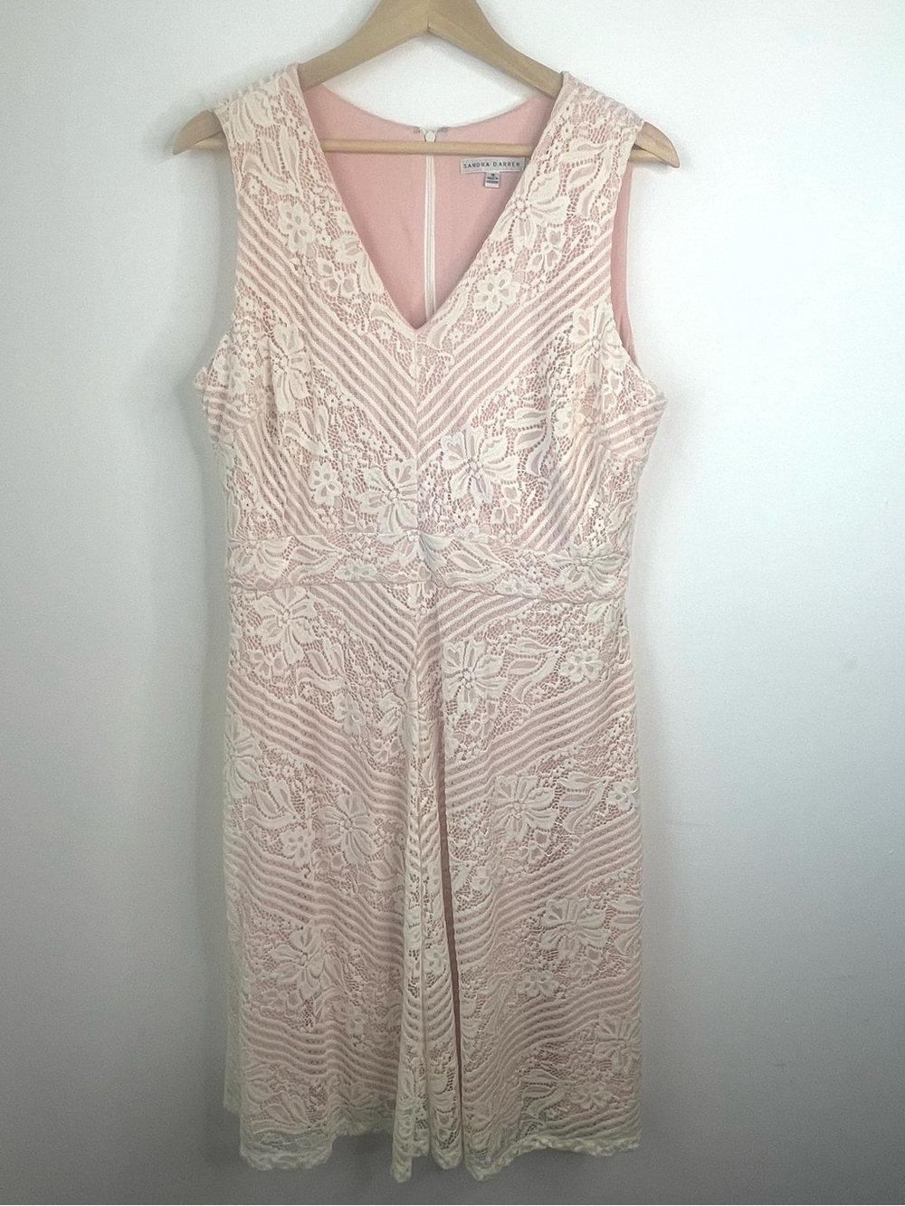 Sandra Darren Sleeveless Floral Lace Overlay Midi Dress size 16